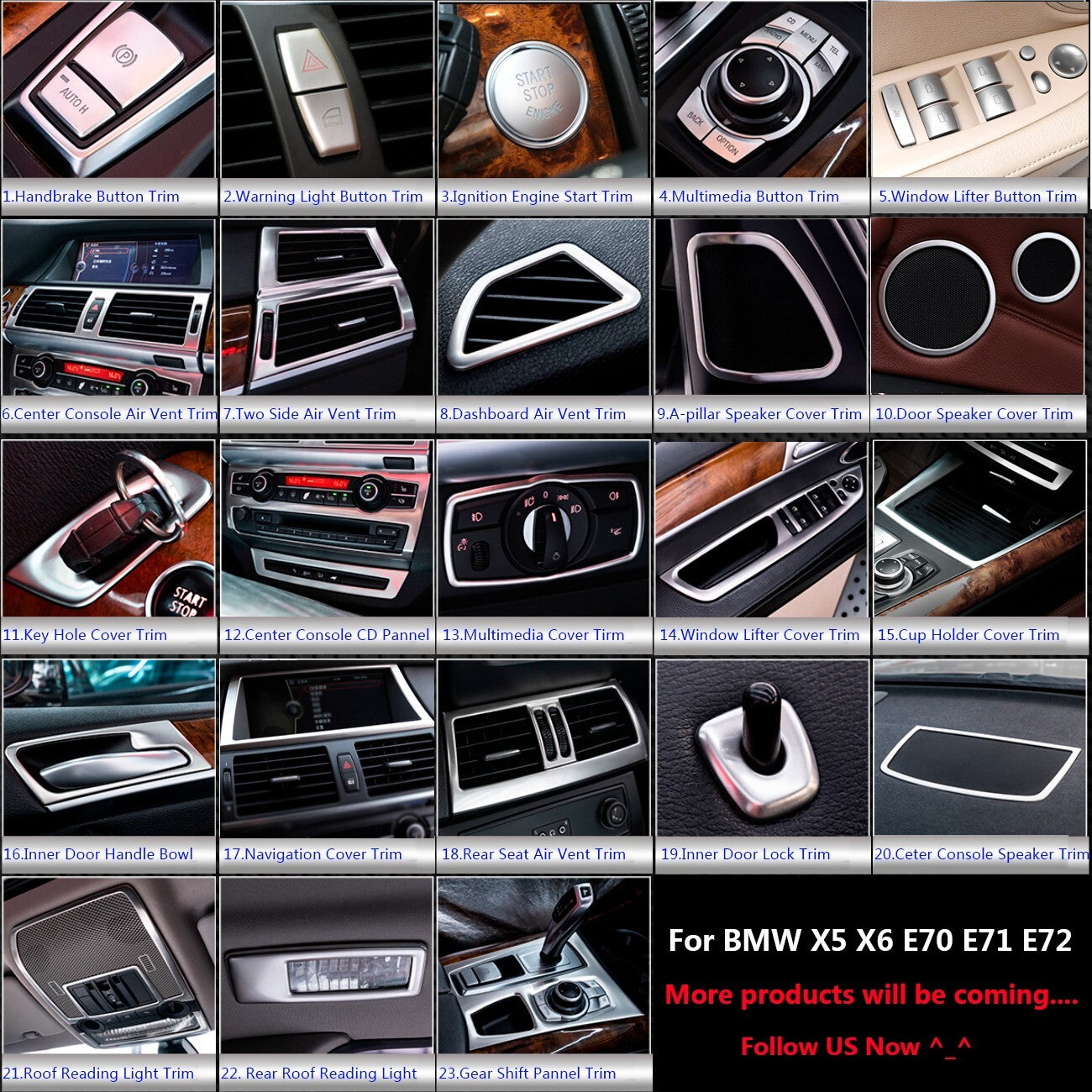 Stainless for BMW X6 E71 Car Interior Inner Door Handle Bowl Cover Accessories