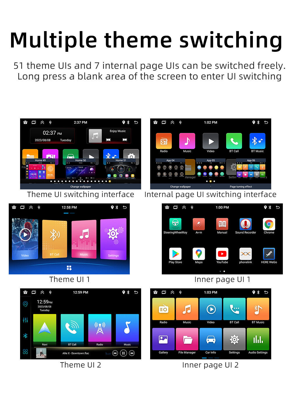 7in Single Din Android 13 Retractable Car Stereo Radio GPS WIFI For Carplay