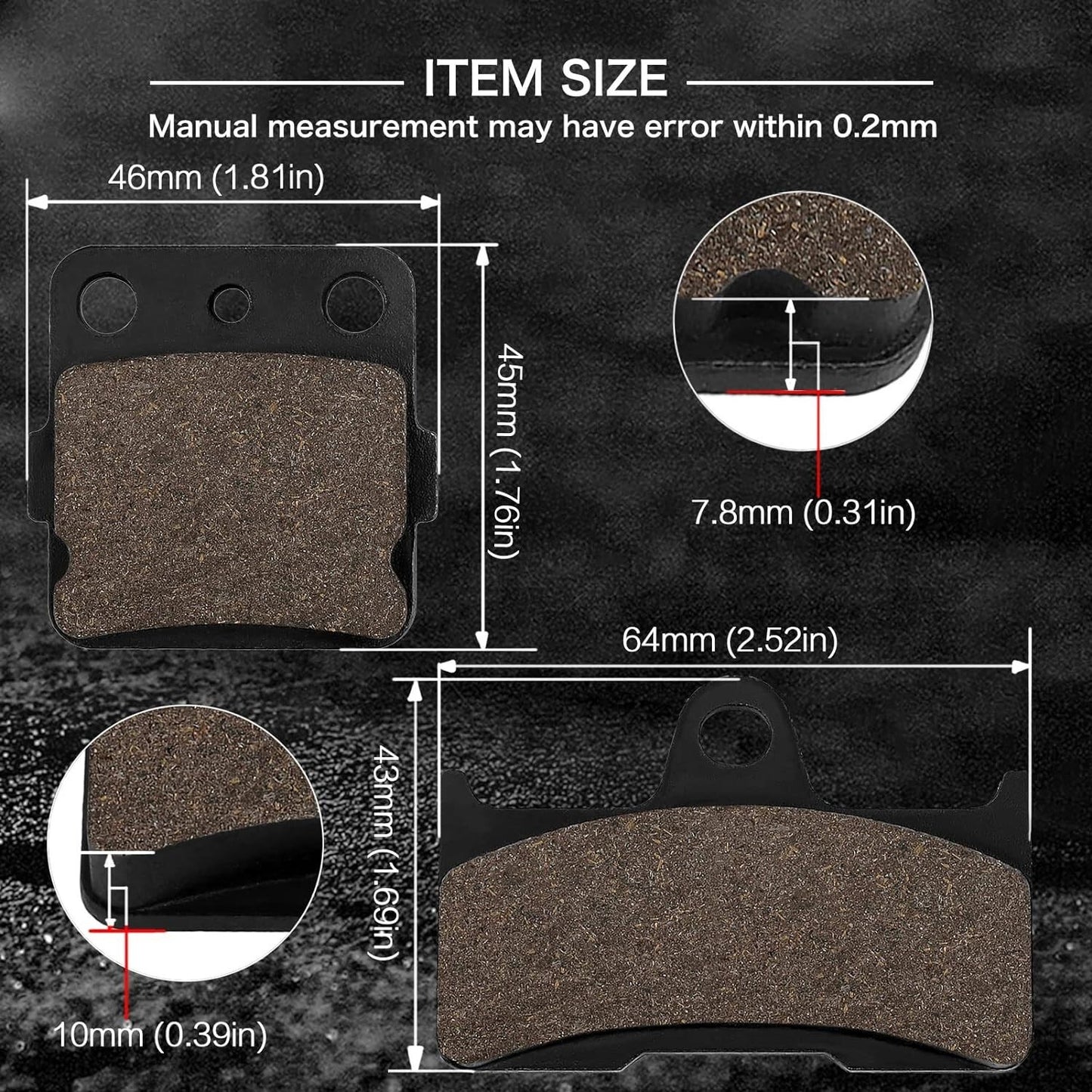 Brake Pads for Yamaha YFM 660 Grizzly 660 4x4 2002-08 YFM660F YFM660FA YFM660FAH