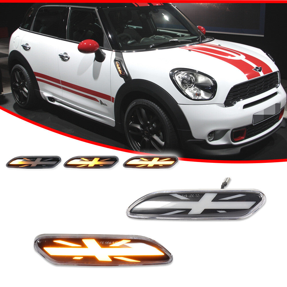 Transparent sequential LED side marker turn signals for 11-16 for Mini Cooper R60 R61