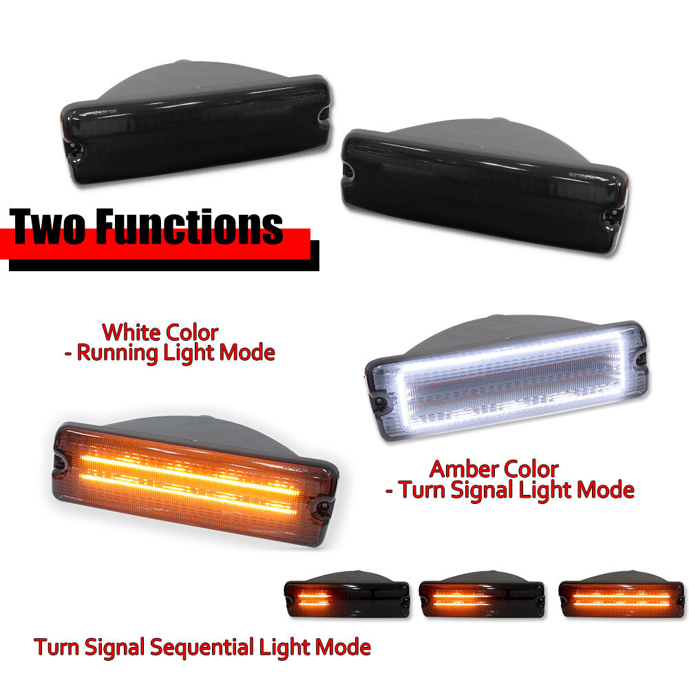 Smoke signal sequence parking lights are applicable to for Dodge D150, D250, D350, W150, and W250 (models 91-93).