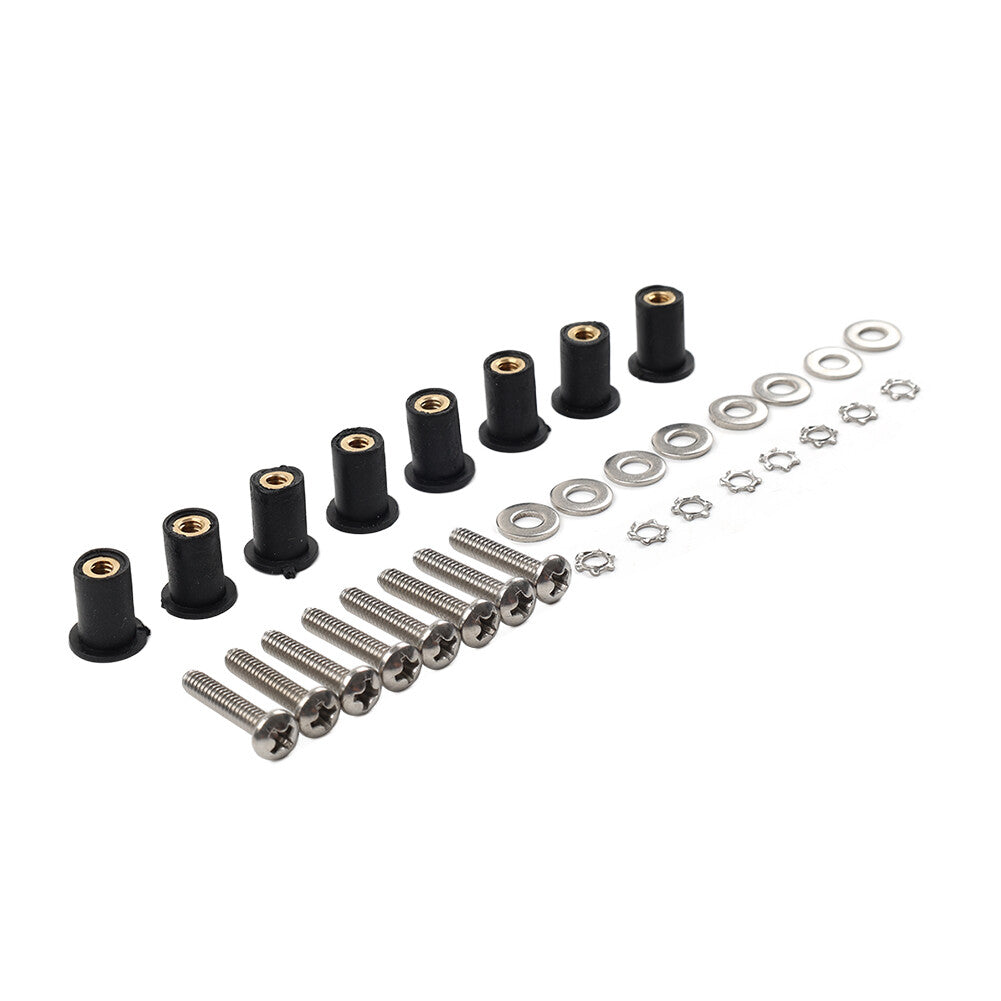 8PCS Headlight Bucket Nacelle Stainless Steel Rubber Well Nut Kit for Harley