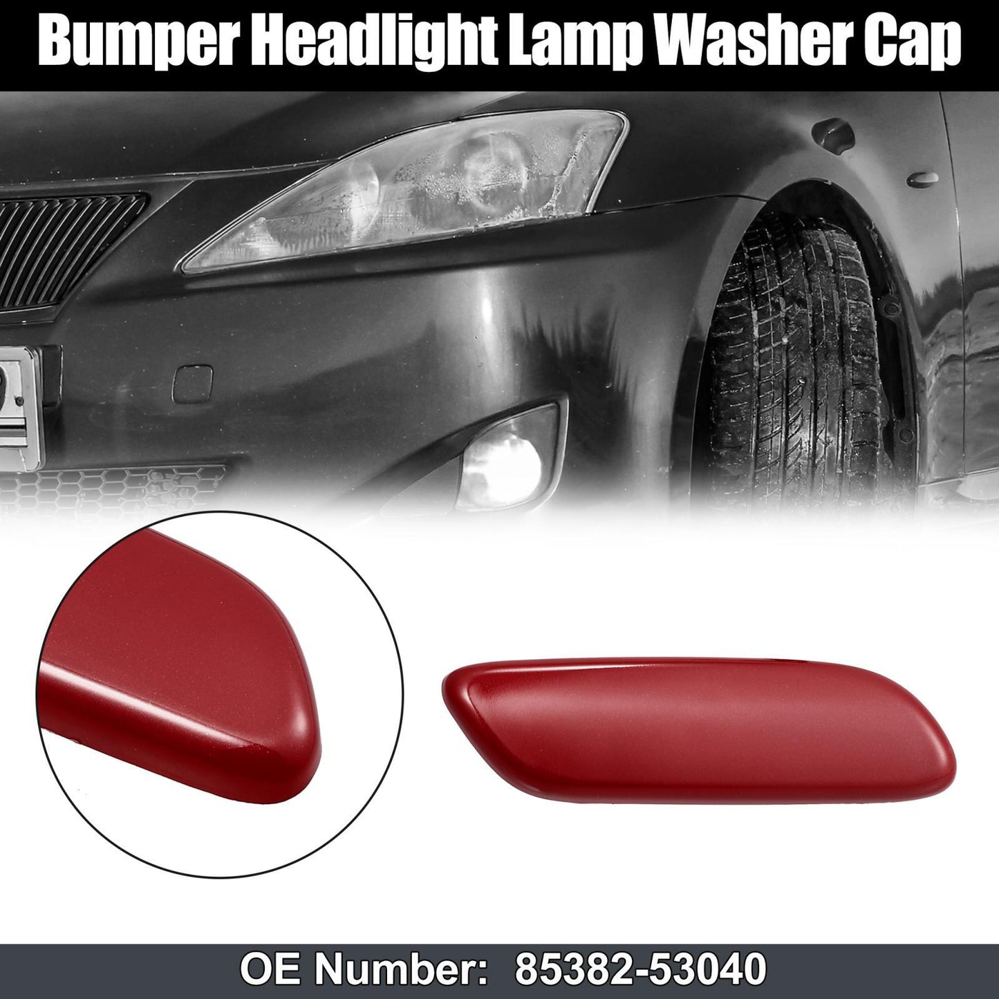 Right Headlight Washer Nozzle Cover for LEXUS IS250 IS300 06-08 85381-53080 Red