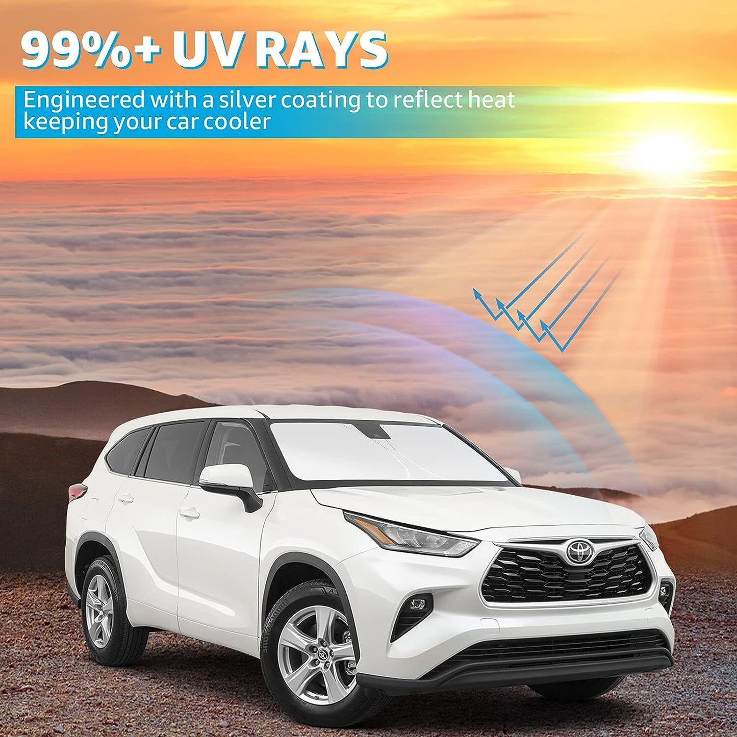 Fits 2001-2023 for Toyota Highlander Front Windshield Sun Shade UV Block Cover