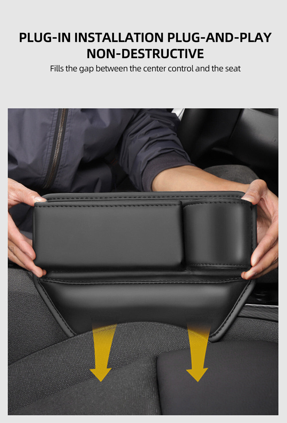 Car for Seat Gap Filler Storage Box Phone Holder Console Side Organizer PU Leather
