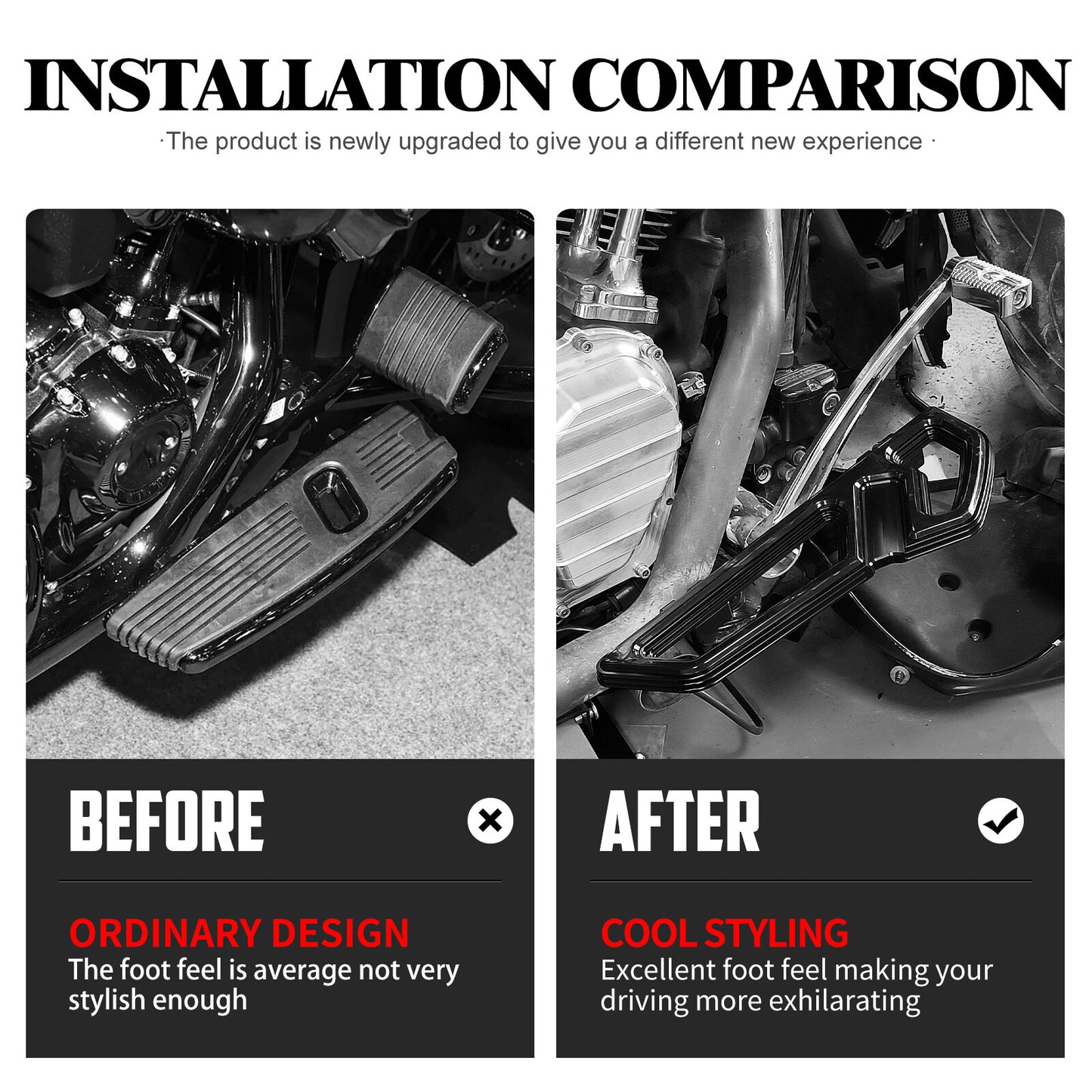 Black Empire Driver Footboards Floorboards for Harley Touring Road Electra Glide