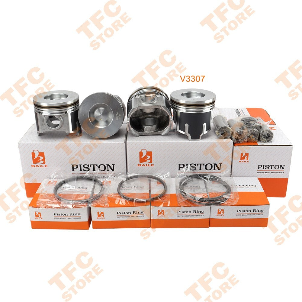 4 PCS STD 94mm Piston Kit (Clip Pin Rings)For Kubota V3307 V3307-DI-T Engine