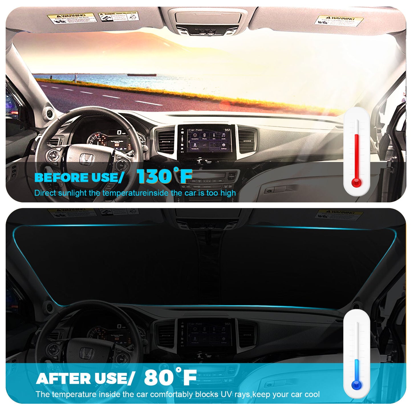 Custom for Honda Ridgeline 2017-2025 Car Windshield Sun Shade UV Block Cover