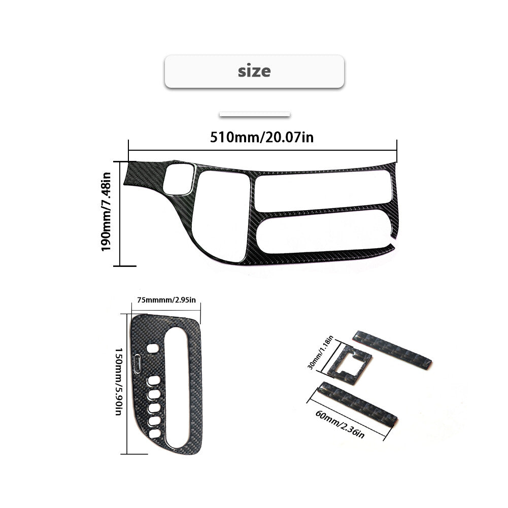6x Carbon Fiber Automatic Control Panel Cover Trim for Honda Odyssey 2005-2010