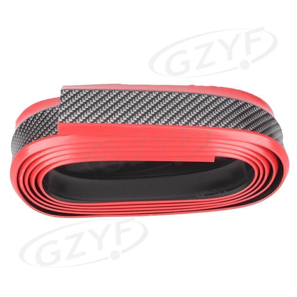 Car Bumper Lip Carbon Fiber Splitter Body Spoiler Front Rear Adhesive Red