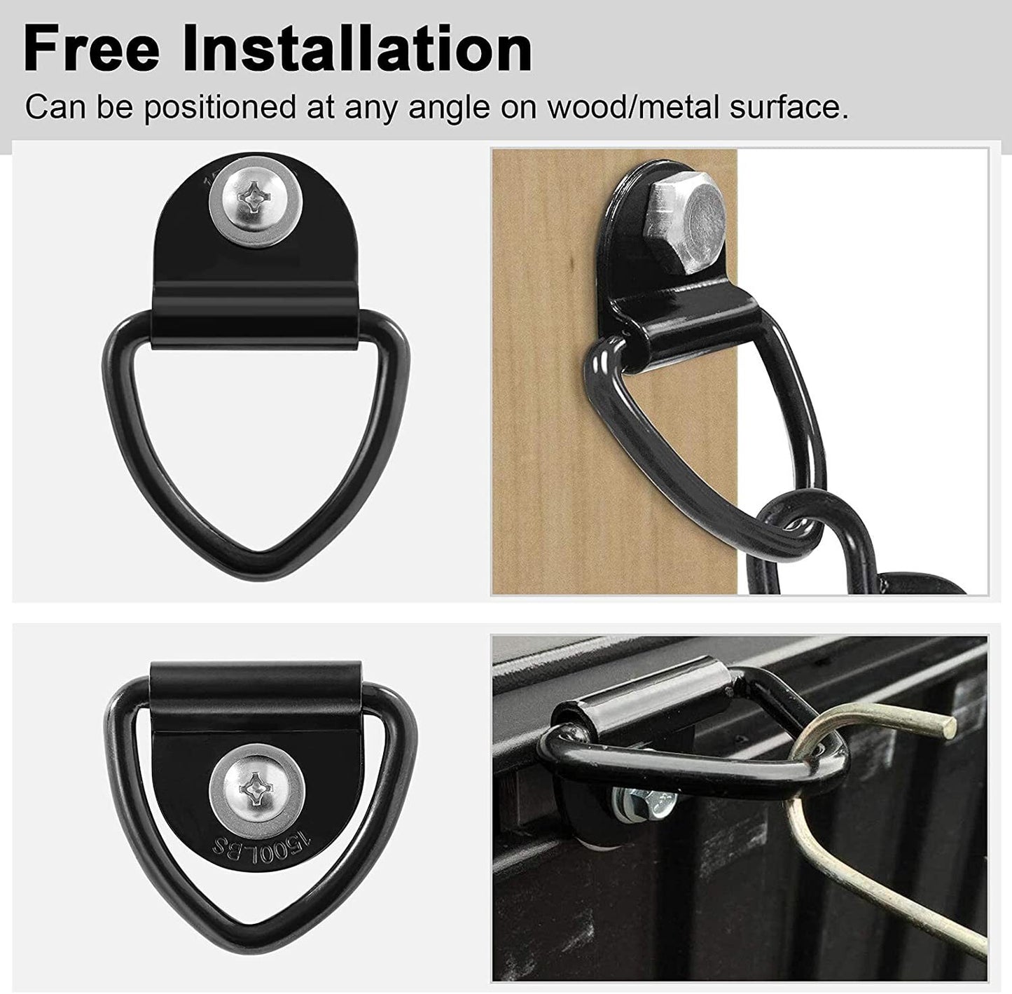 6-Piece V-Ring Anchor 1/4-inch Heavy Duty Steel Hooks for Trucks, Trailers, and Campers