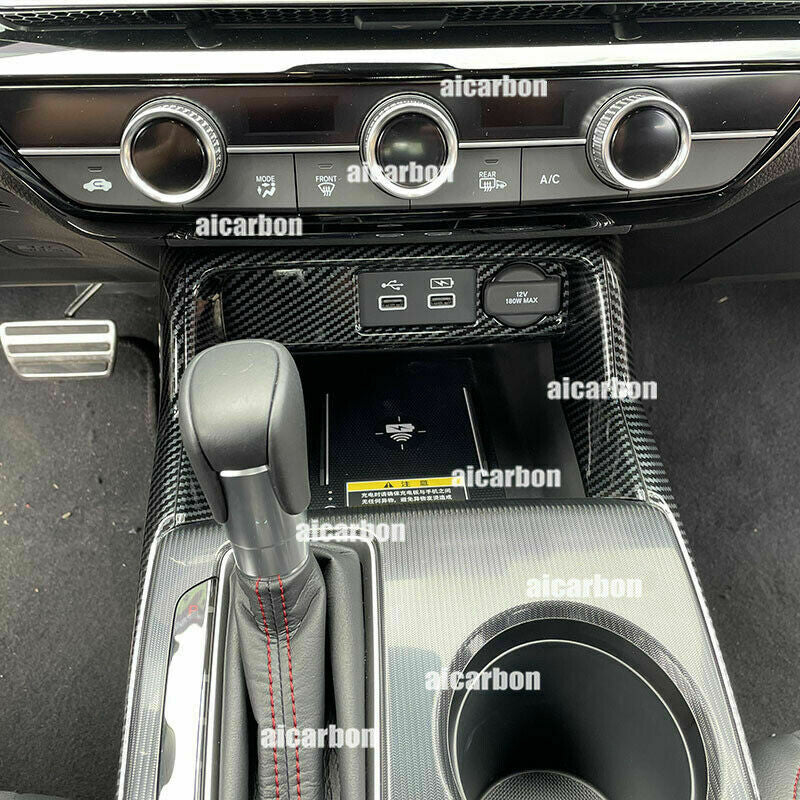 for Honda for Civic 2022-2023 Carbon Fiber Console Gear Shift Box Panel Cover Trim