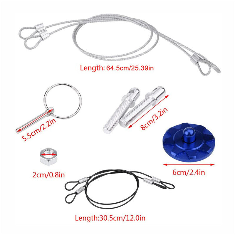 2Pcs Car Bonnet Hood Pin Lock Latch Appearance Kit CNC Aluminum Universal