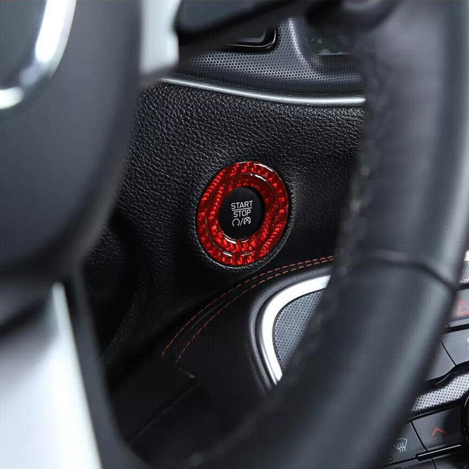 Suitable for 15-23 for Chrysler 300 Red Carbon Engine Start/Stop Button Cover Ring Decoration