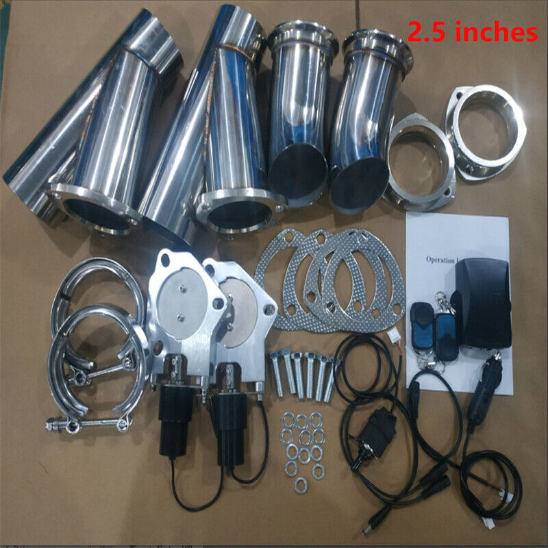 2.5 Dual Electric Exhaust Valve Control Motor Pipe Kit Manual Remote Switch