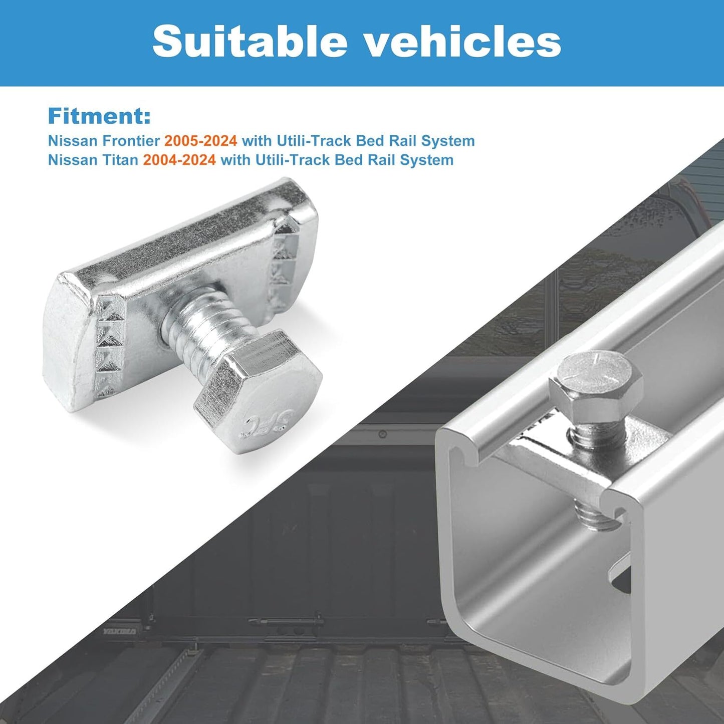Utili Track Bed Rail Nuts Cargo Tie Down Mount fits for Nissan Frontier 2005-2024 x4
