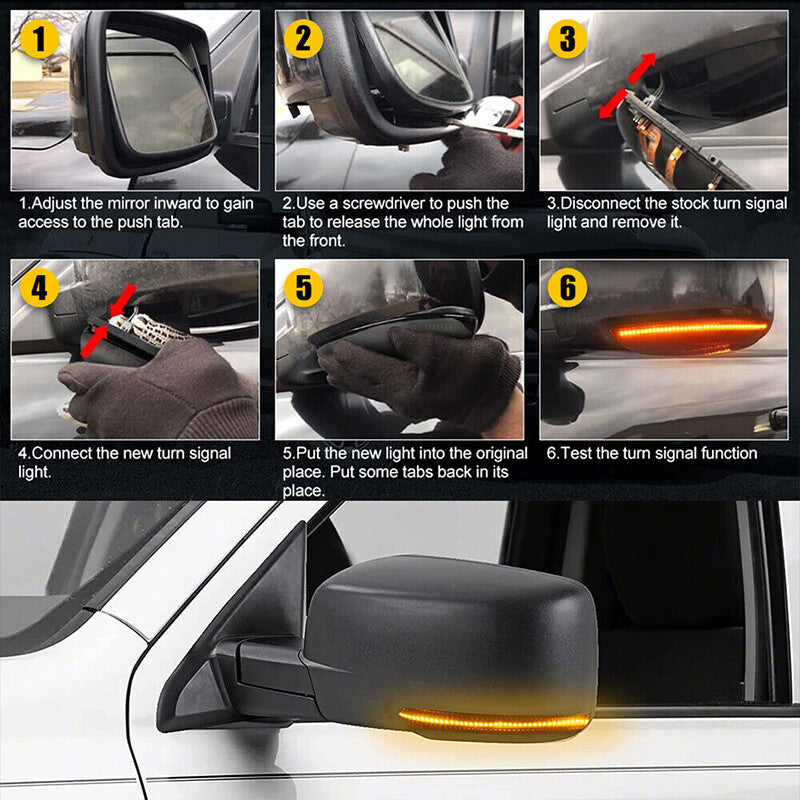 Smoked mirror turn signal puddle indicator for 2009-13 for Dodge for Ram 1500 2500