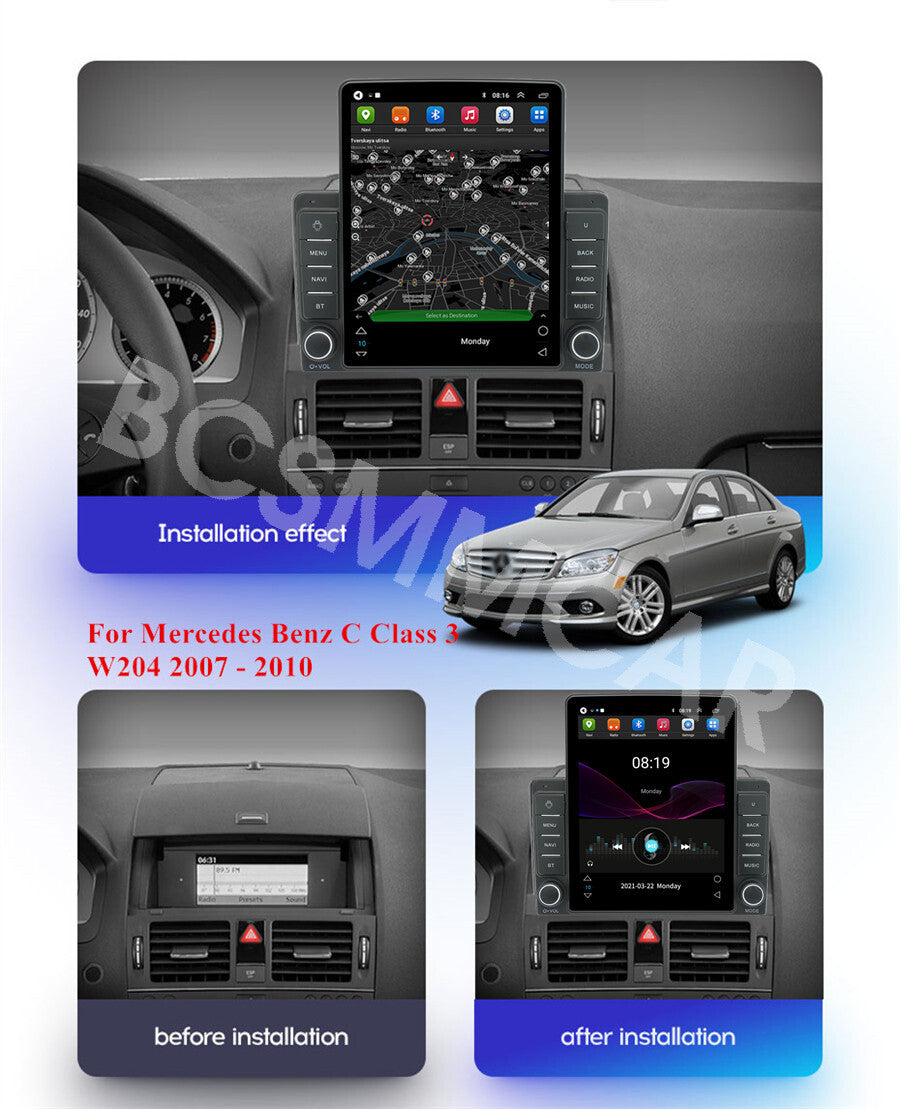 For Apple CarPlay Car Radio Stereo Fit for Mercedes Benz C Class W204 2007-2010