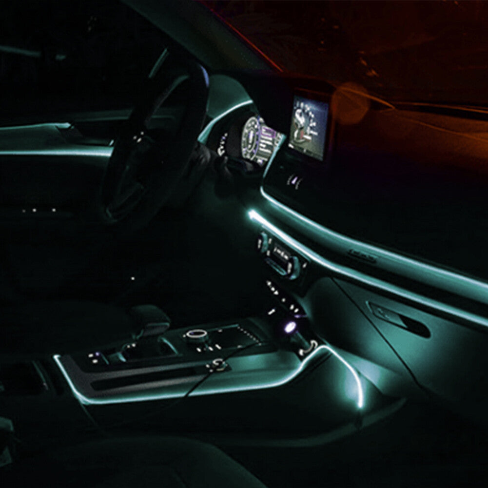 2M Car Interior LED Neon Lights Decor Atmosphere EL Wire String Strip Lamp White