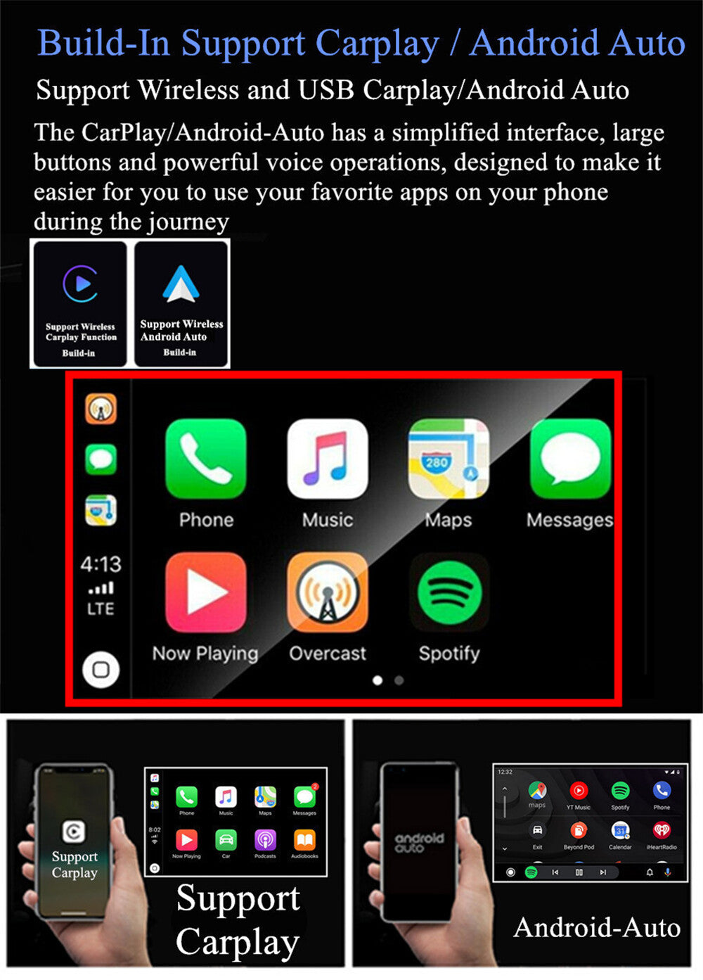 For 2014-2018 for Ford Transit Connect Carplay Stereo Radio GPS Head Unit 7 4+32GB