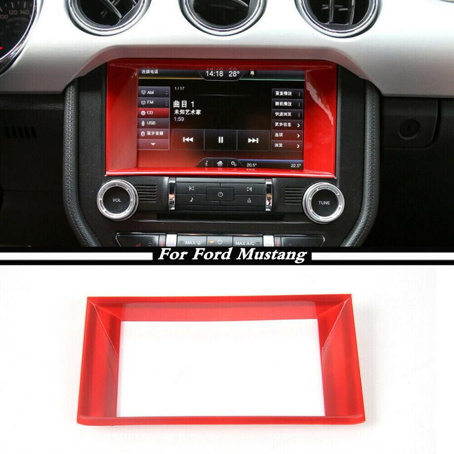 For 2015-2022 for ford for Mustang Red Dashboard Navigation GPS Radio Frame Cover Trim
