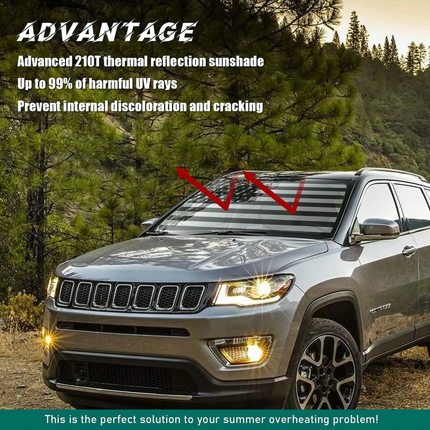 US Flag Car Windshield Sun Shade Screen UV Block Cover for Toyota Accessories