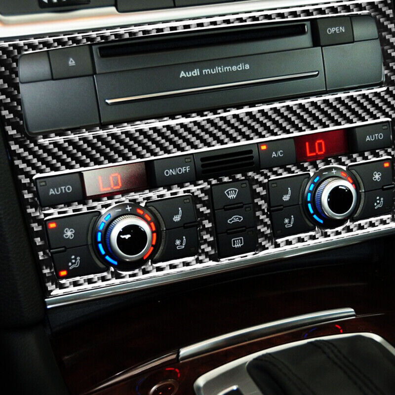 Carbon Fiber Car Control Air Conditioning CD Panel Cover for Audi Q7 2008-2015