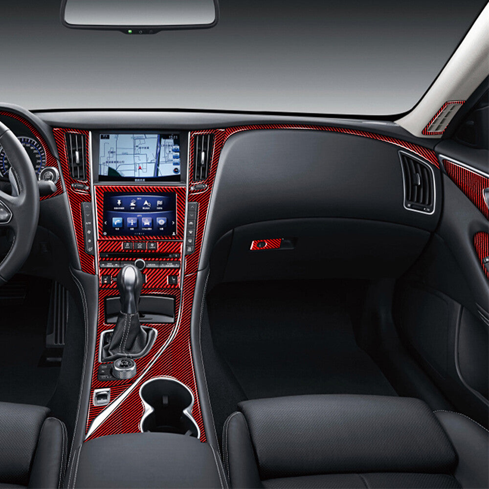 17¡ÁRed Carbon Fiber Central Control Interior Set Trim for Infiniti Q50 Q60 2014+
