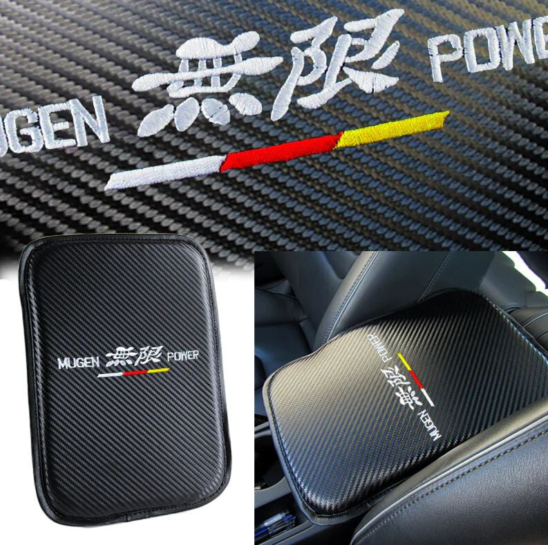 Car center armrest cushion for seat belt cover for Mugen, black, for Honda for Acura