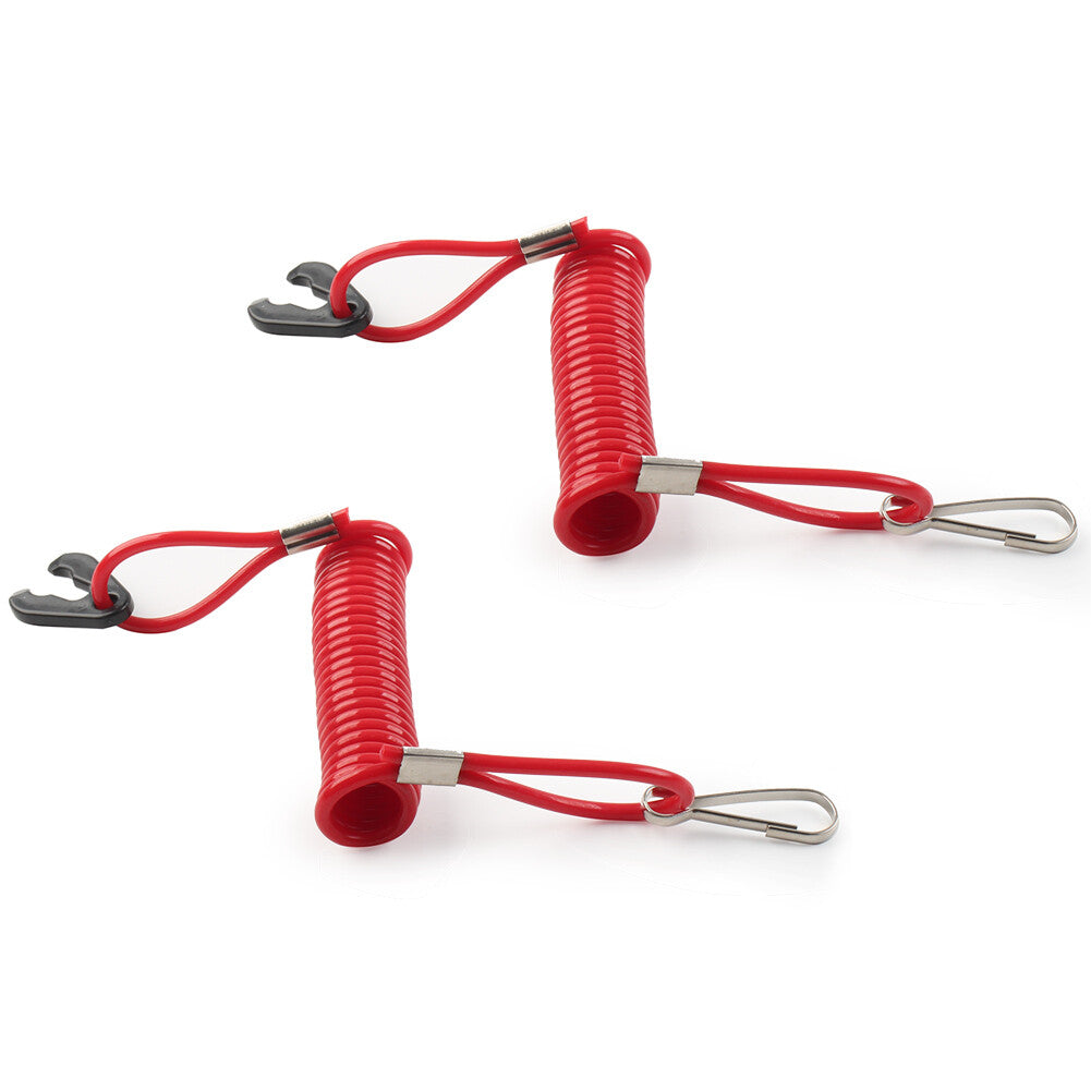2PCS Outboard Kill Switch Lanyard Tether Emergency Stop Lanyard for Yamaha Red