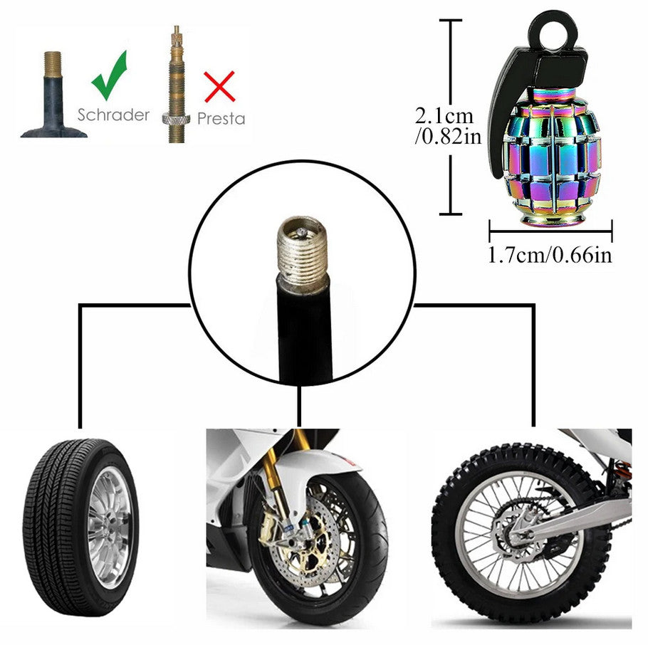 Car tire valve cover rod air dust cover gray bomb suitable for ford 4-piece set