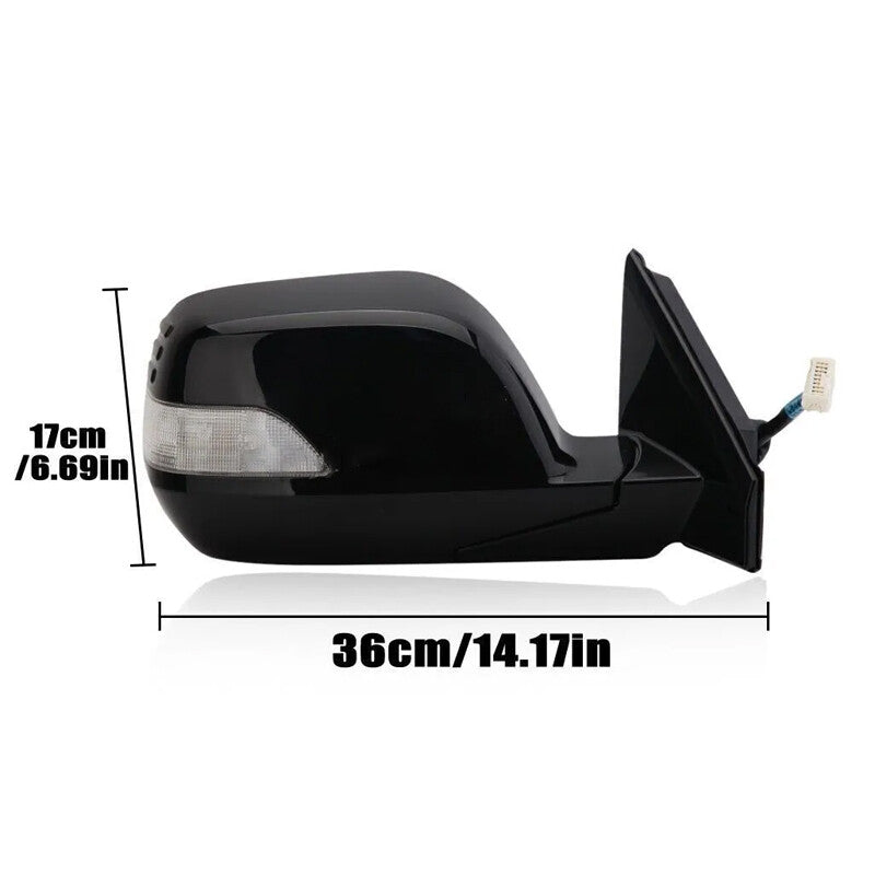 LH&RH Black Door Side Mirror with Heated Signal Lights, 9-Pin Fittings for Honda CRV 2007-2011