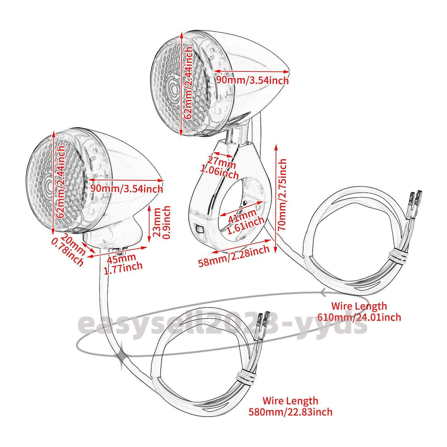 Motorcycle Front Rear Turn Signal Light 39mm LED for Harley Touring for Honda for Suzuki