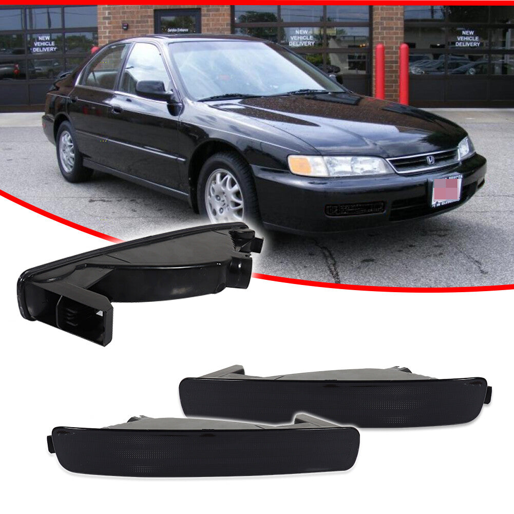 A pair of smoked lens signal bumper light housings for 1996-1997 for Honda Accord.