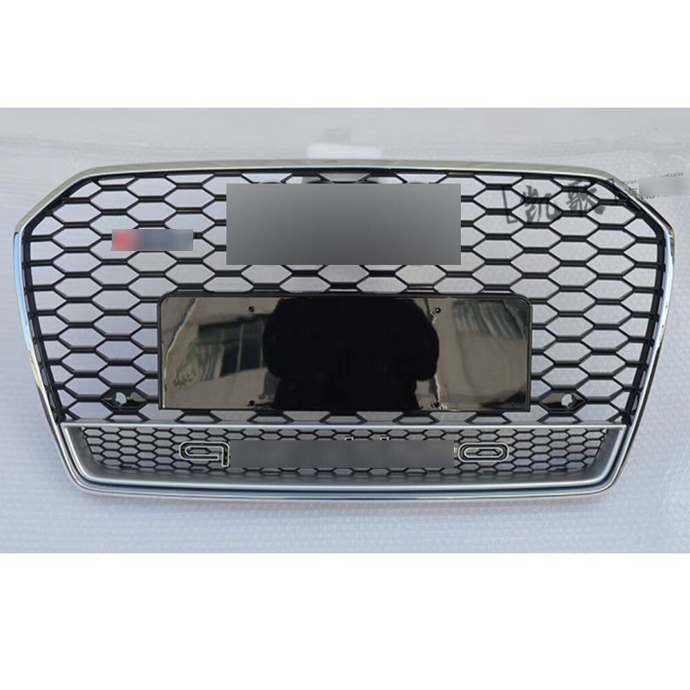 Front Bumper Grille Honeycomb Grill Fit for Audi A6 S6 2016-2018 W/Camera Slot