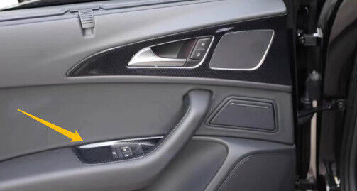 Inner Glass Window Lifting Lock Panel Trim for Audi A6l 2012-18 ABS Carbon Fiber