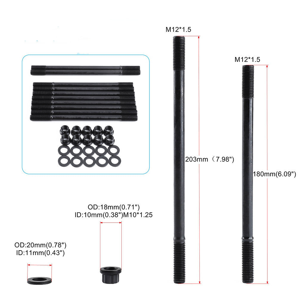 Cylinder head studs suitable for non-VTEC B18A1, B18B1 for Honda / for Acura LS, B20B4, B20Z2 208-4302