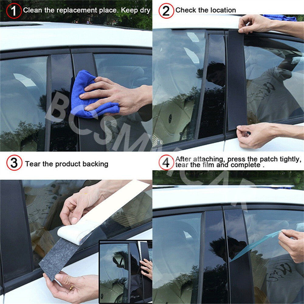 Car Window Pillar Sticker Trim B-pillar Cover Decals Fit For 2009-2019 for Ford Flex