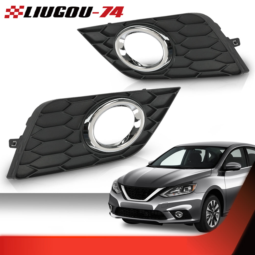 pair of front bumper fog light bezel covers fit 2016-2019 for Nissan Sentra