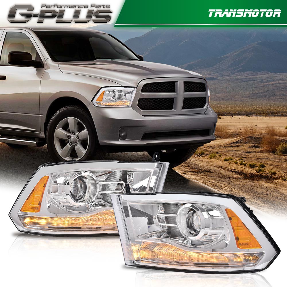 Suitable for 13-18 for Dodge for Ram 1500 2500 3500 chrome projector headlight strip LED DRL