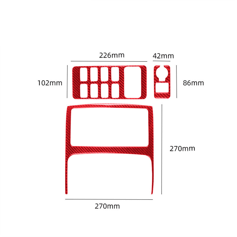 3¡ÁRed Carbon Fiber Central Control Button Set Trim For Toyot@ FJ Cruiser 2007-21