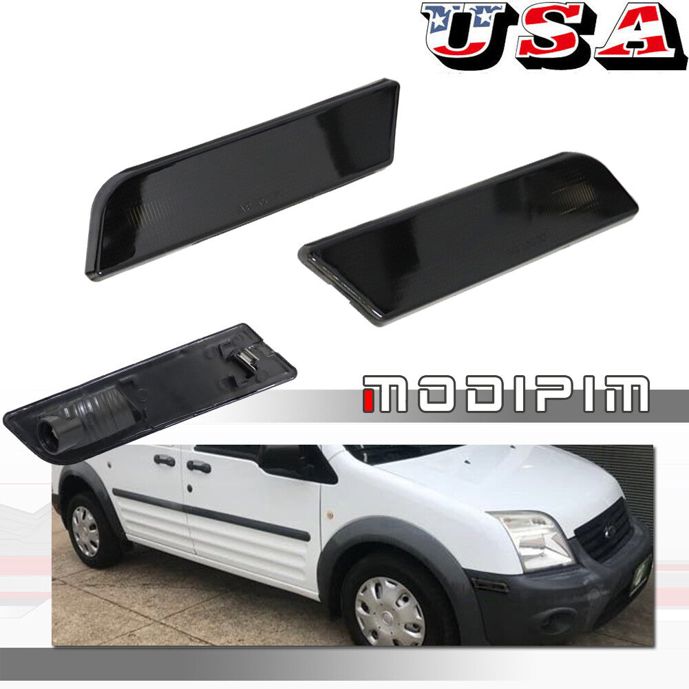 2-Pack Smoked Front Fender Side Marker Light Covers for Ford 10-13 Transit Connect