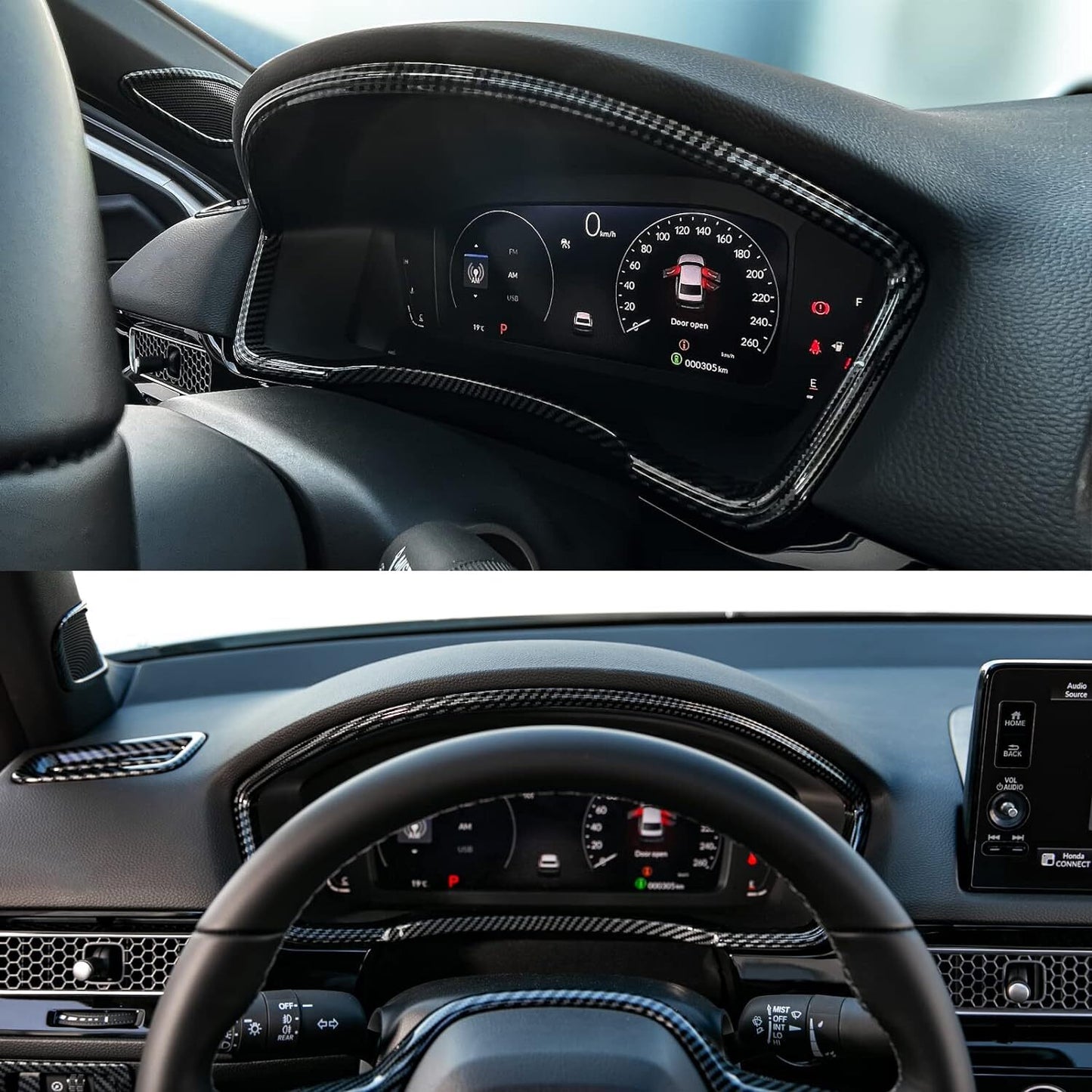 1-piece dashboard frame and instrument panel cover trim for Honda for Civic 2022-2024