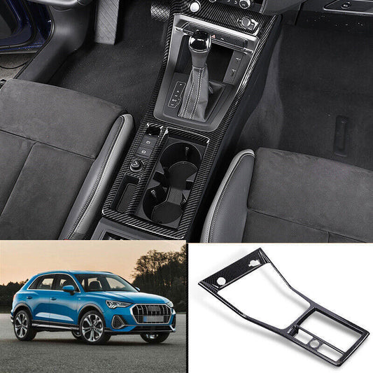 for Audi Q3 RS 2019-23 Carbon Fiber ABS Center Console Gear ShiftCup Cover Trim