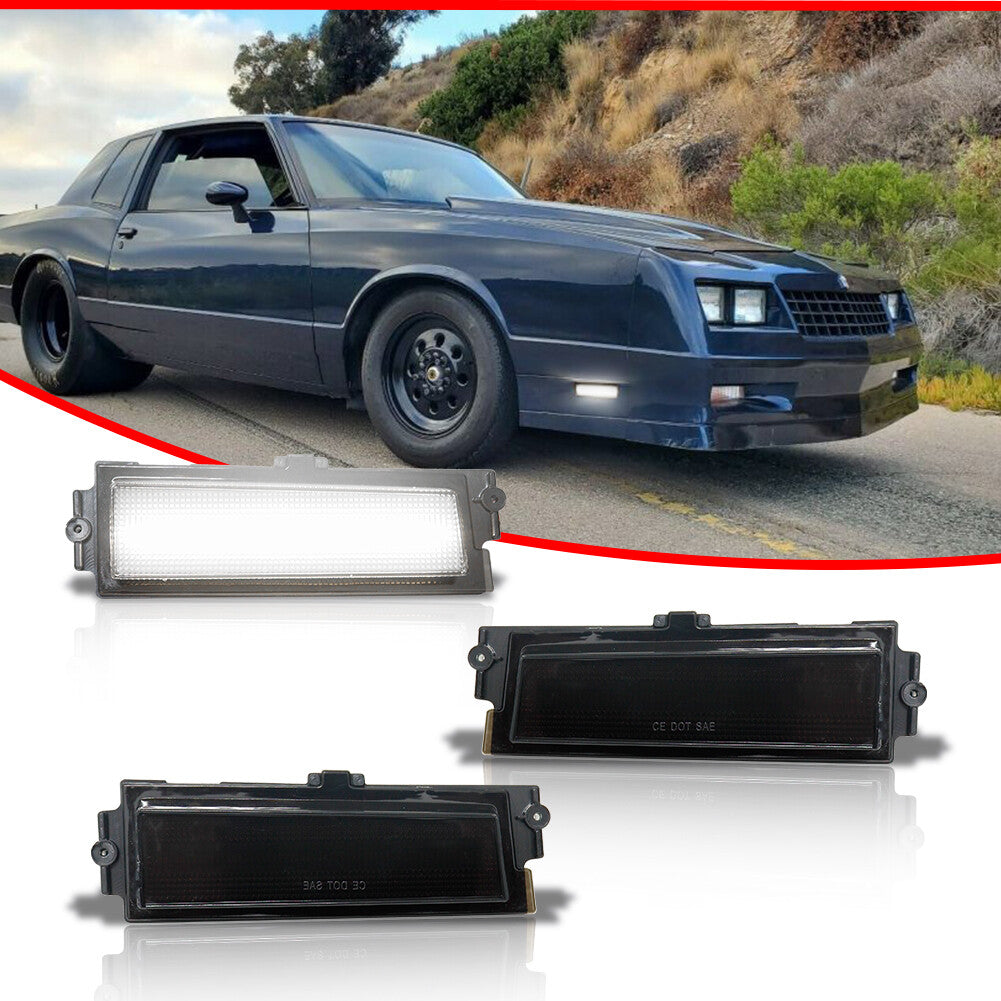 Suitable for 1981-1988 for Chevrolet Monte Carlo SS White LED Front Side Marker Lights (Smoked 2-Piece)