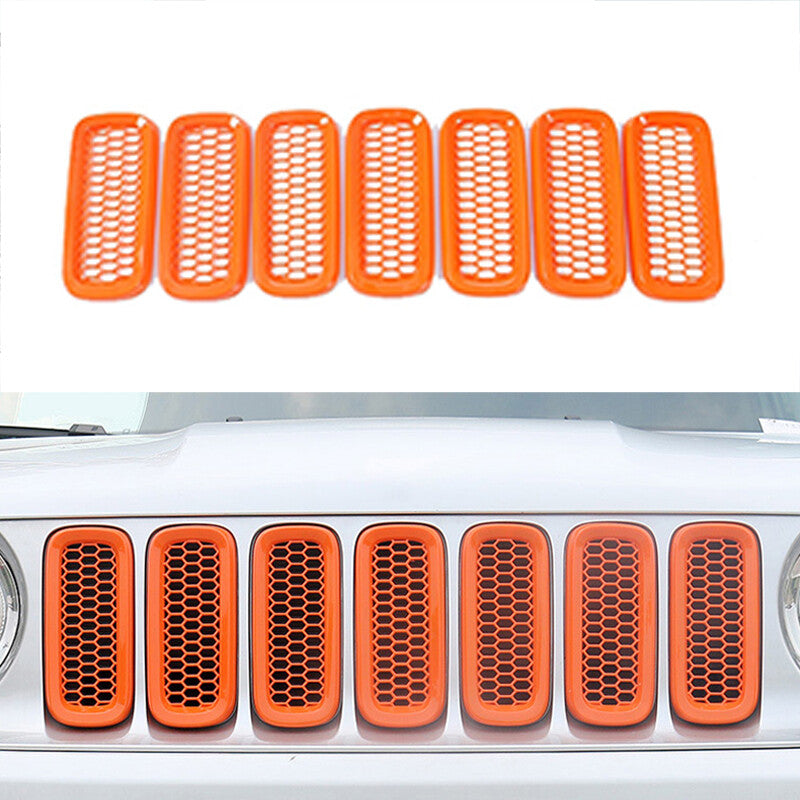 Front Center Mesh Grille Grill Cover Trim for Jeep Renegade 2015-2018 ABS Orange