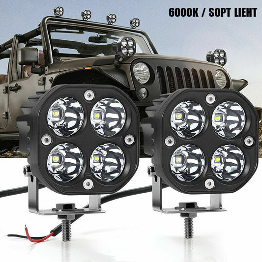 2X 3 80W LED Work Light Spot Cube Pods Bar Driving White Fog Lamp Offroad Truck