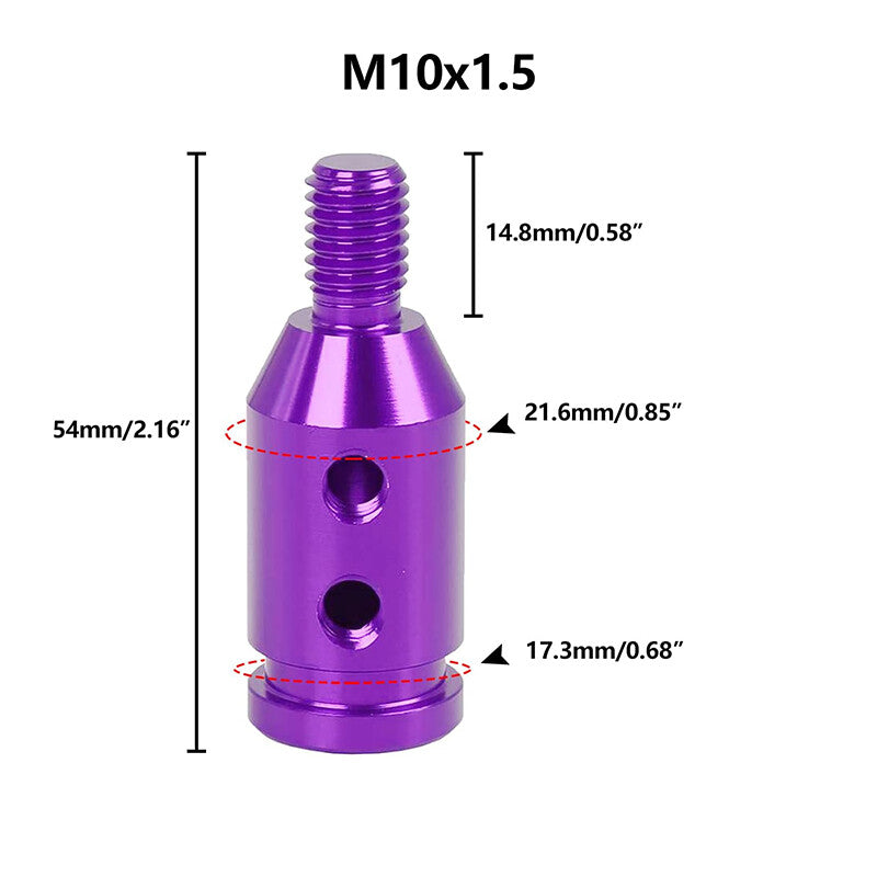 Purple Car Gear Shift Knob Adapter for Non Threaded Shifter M10 x 1.5 Universal