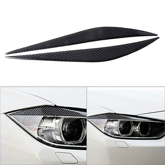 Carbon Fiber Headlight Eyebrow Eyelid Cover Fit for BMW 3 Series 2013-2017 F30 Pair