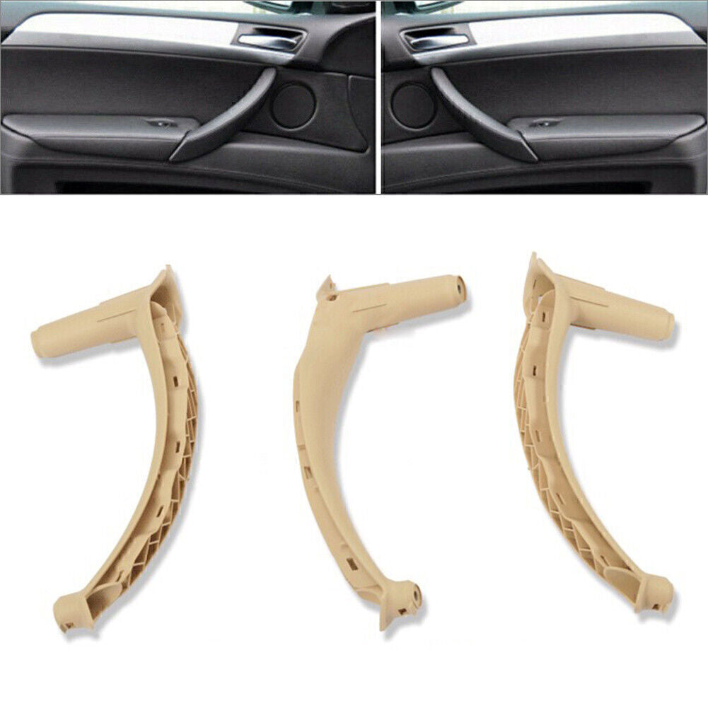 3pcs Car Inside Interior Door Panel Handle Pull Trim Cover for BMW E70 X5 Beige